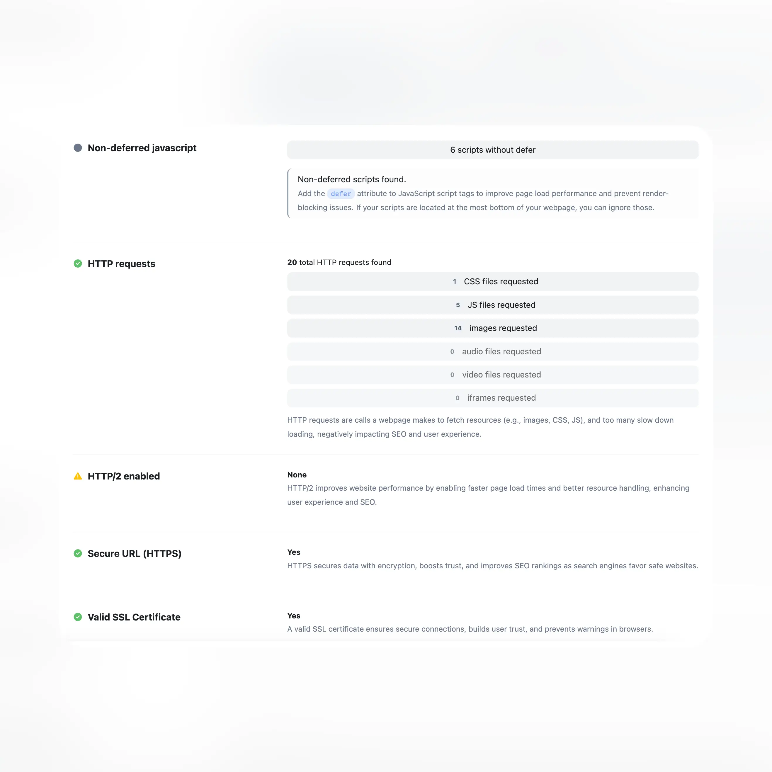 Uygulama denetimi tarafından oluşturulan testlerin ekran görüntüsü